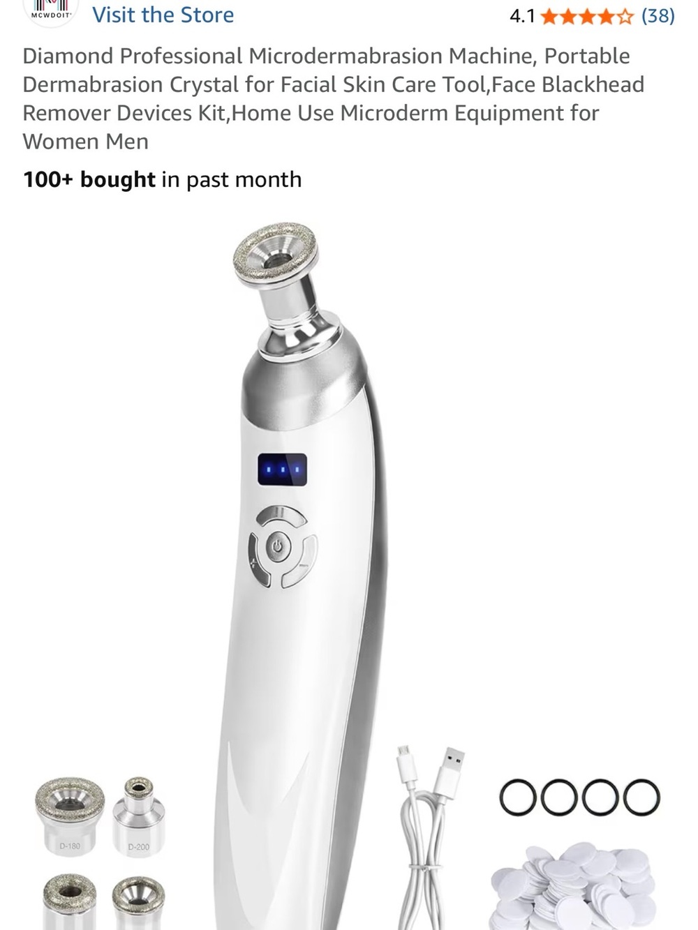 Diamond Microdermabrasion Device - White & Silver